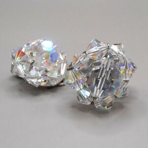 Vintage Aurora Borealis Beaded Shoe Clips – Iridescent Crystal Cluster Sparkle